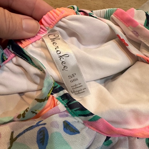 3 Cherokee Girls Ruffle Tiered Swing Spaghetti Strap Floral Top Tank Size 6 Item - Picture 5 of 6